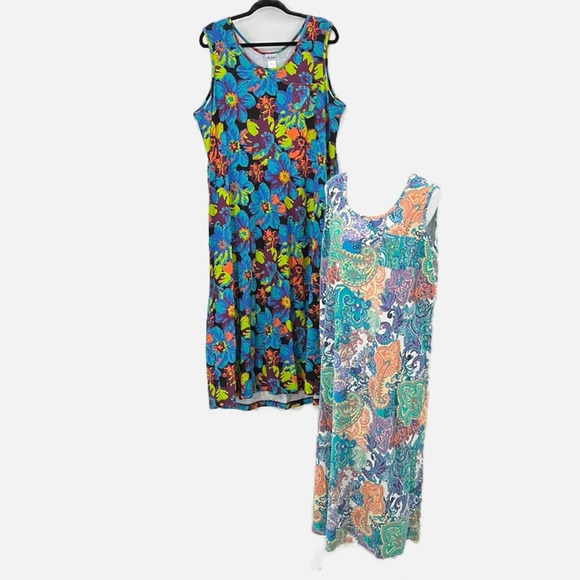 Vicki Wayne Sleeveless Midi Length Knit Casual Dresses - Set of 2 - Size XL - Picture 1 of 4